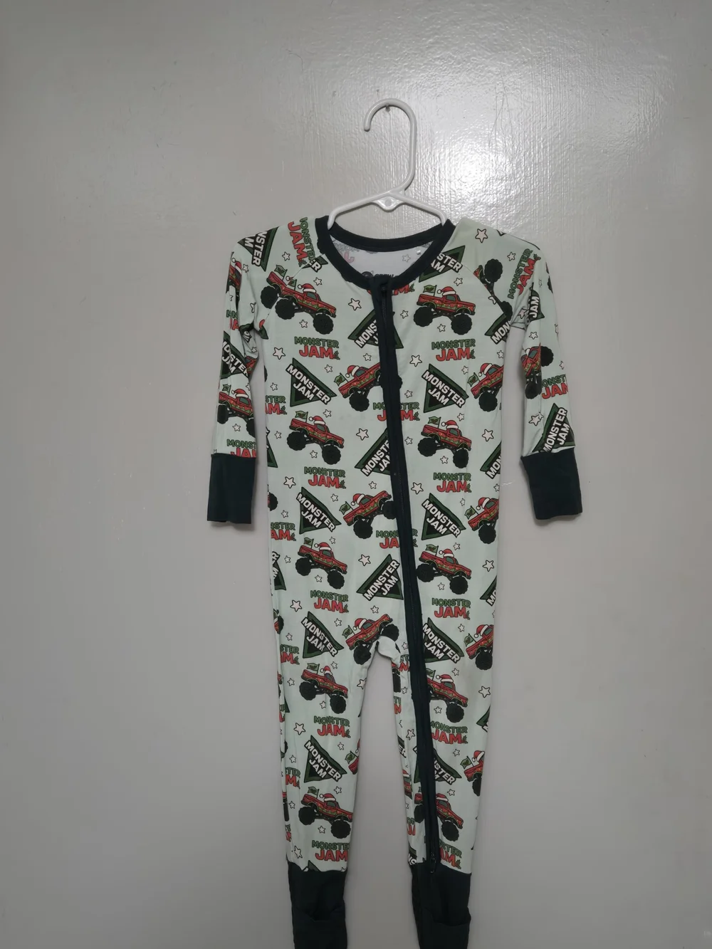 Kids Monster Jam Footed One-Piece Pajama - Green